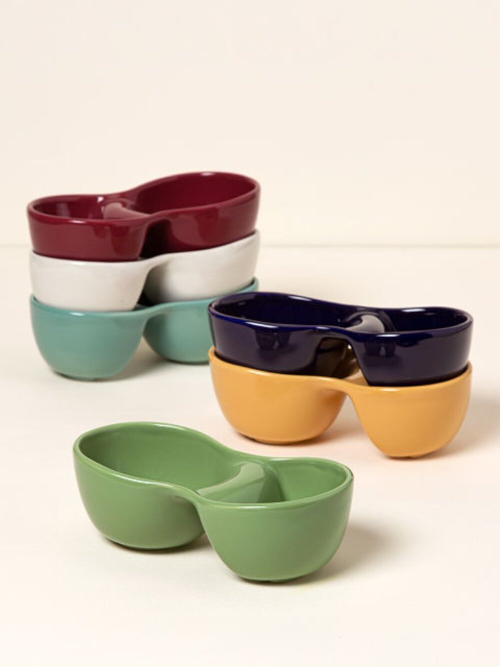 Uncommon Goods NIB Ooma Chips & Dip Bowls - Set of 2 - Aqua & Avacado